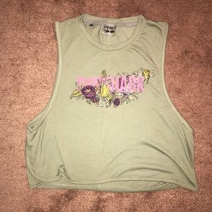 Gymshark olive green floral crop top